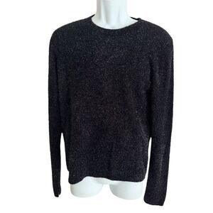 AllSaints Sparkle Women Jumper Sweater L Black Metallic Crewneck WK060X Versatil